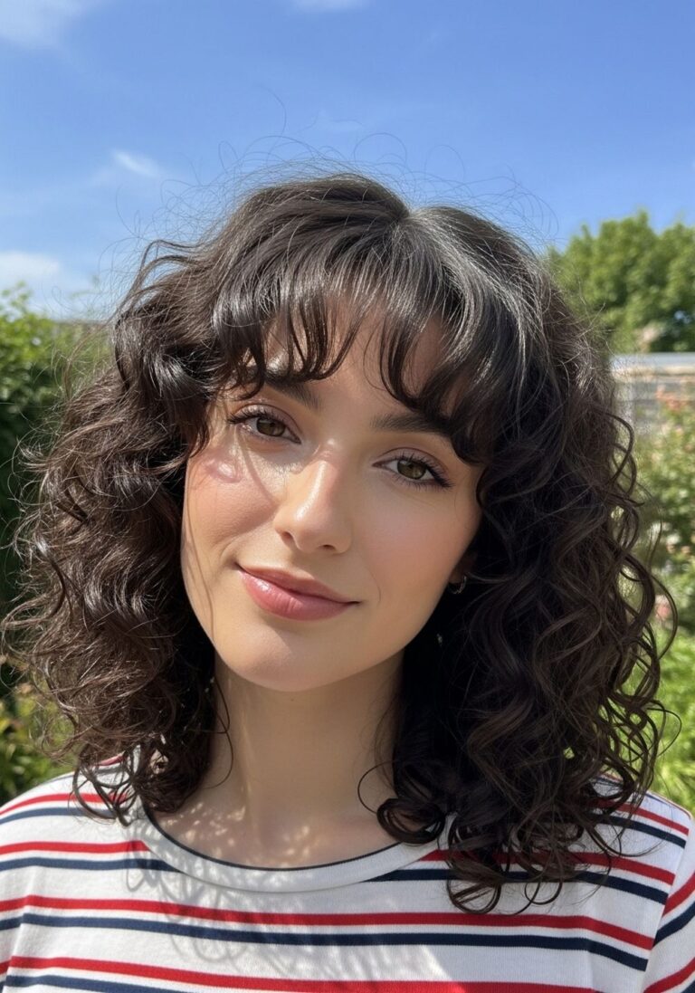 Halo Curls With Curtain Bangs Hairstyles