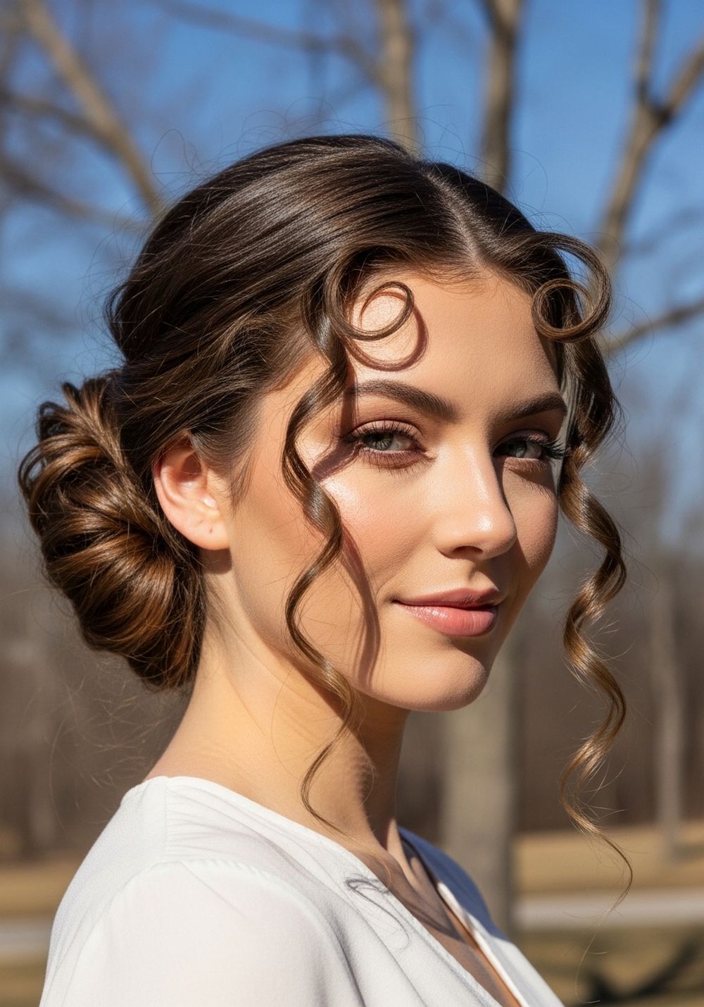 Low Halo Curls Bun Hairstyles