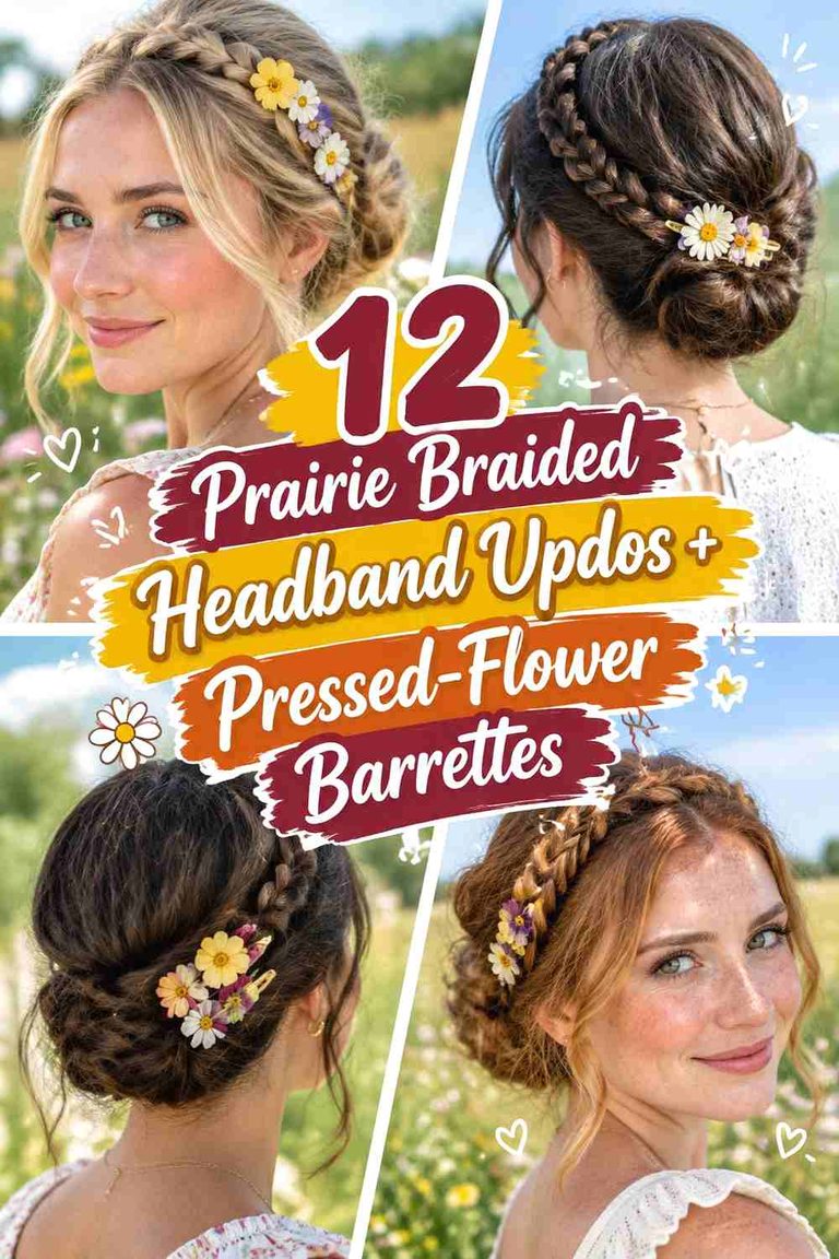 12 Prairie Braided Headband Updos + Pressed-Flower Barrettes