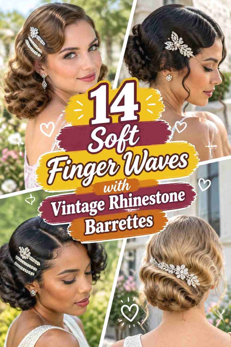14 Soft Finger Waves with Vintage Rhinestone Barrettes