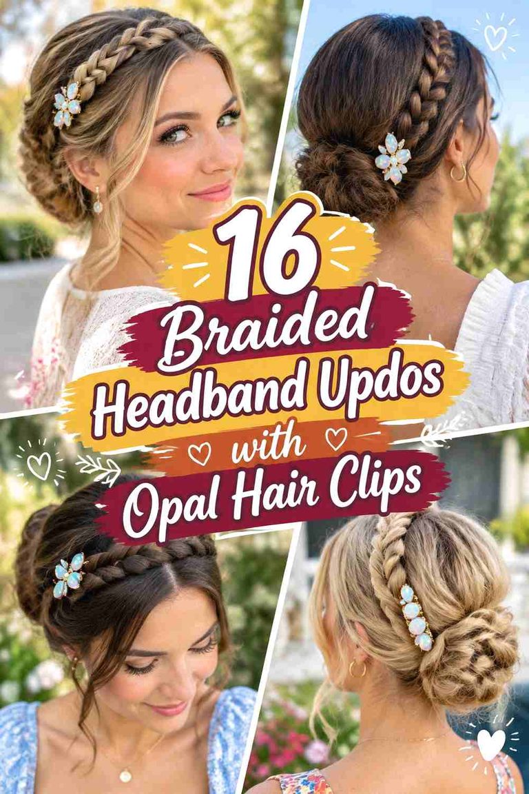 16 Braided Headband Updos with Opal Hair Clips