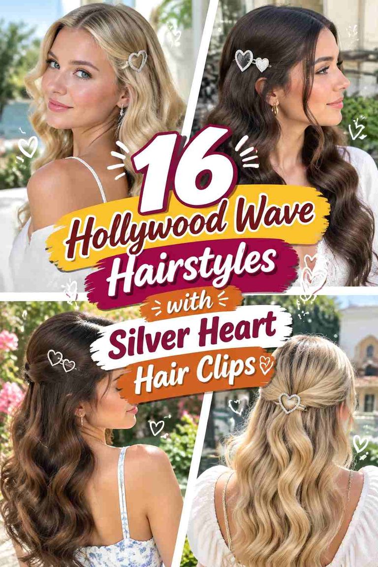 16 Hollywood Wave Hairstyles with Silver Heart Hair Clips