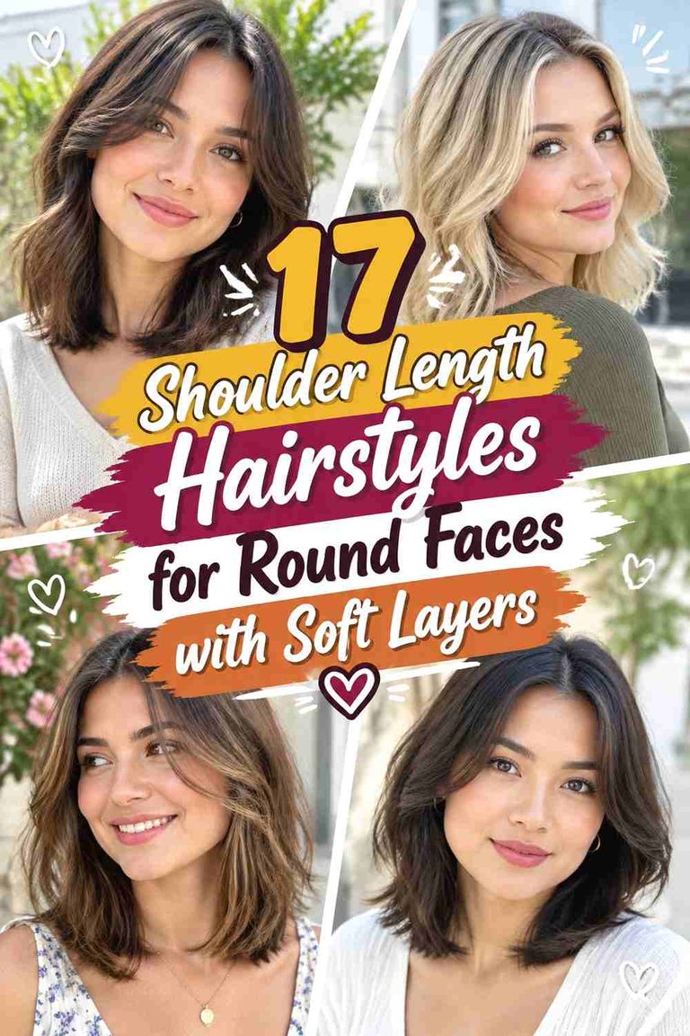 17 Shoulder Length Hairstyles for Round Faces with Soft Layers