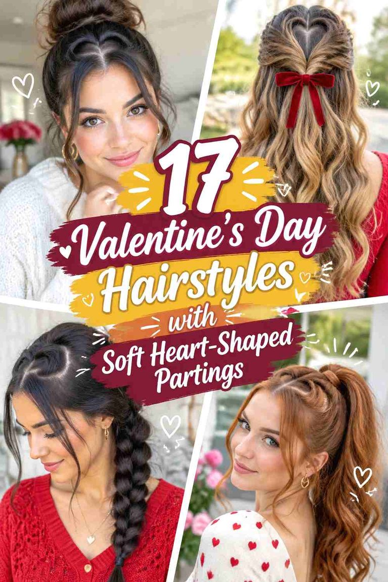 17 Valentine's Day Hairstyles with Soft Heart-Shaped Partings