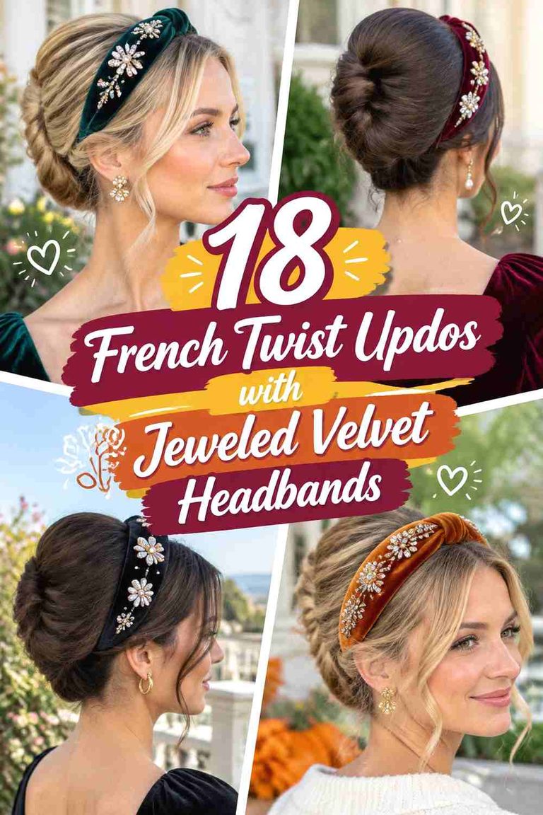 18 French Twist Updos with Jeweled Velvet Headbands
