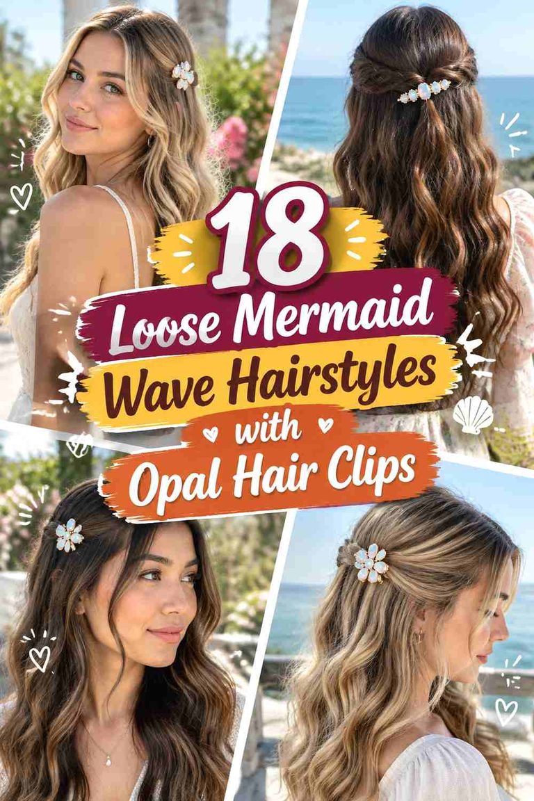 18 Loose Mermaid Wave Hairstyles with Opal Hair Clips