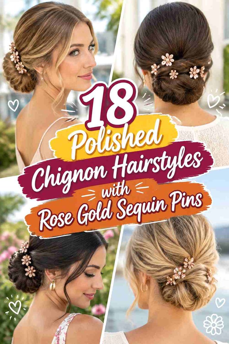 18 Polished Chignon Hairstyles with Rose Gold Sequin Pins