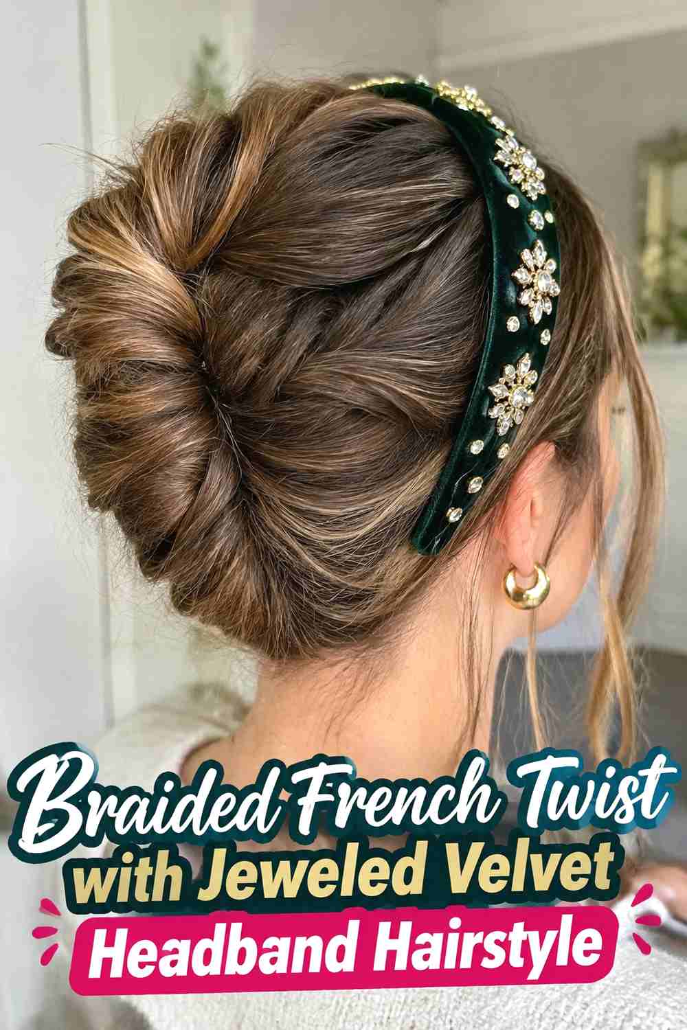 13. Braided French Twist With Jeweled Velvet Headband Hairstyle