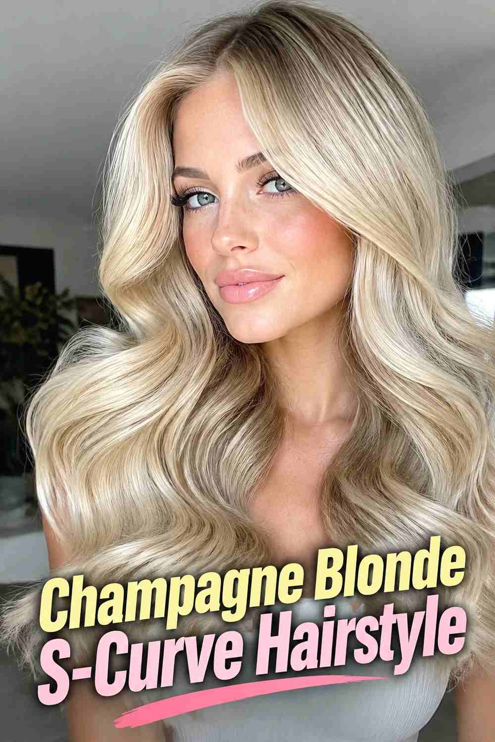 3. Champagne Blonde S Curve Hairstyle