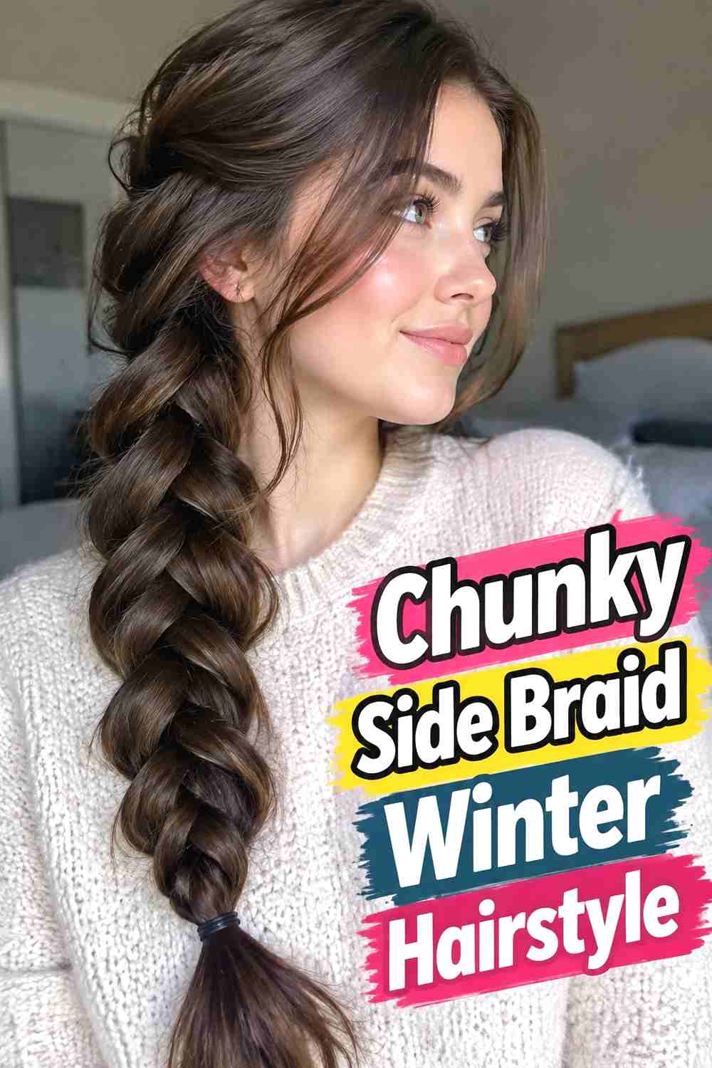 3. Chunky Side Braid Winter Hairstyle
