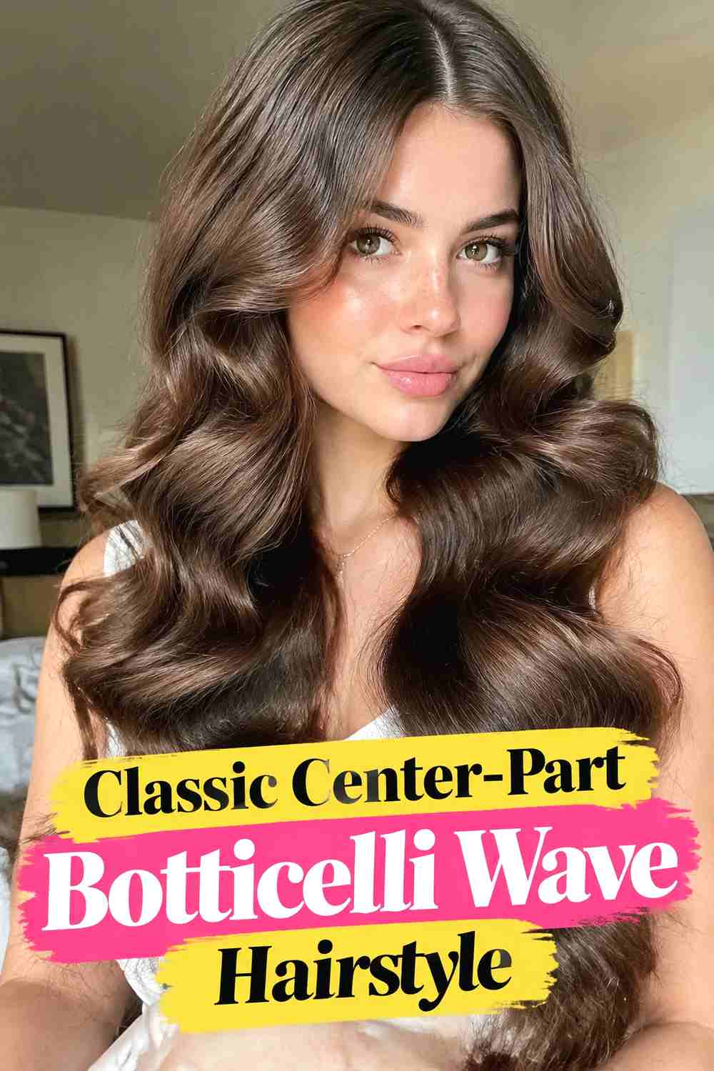 2. Classic Center Part Botticelli Wave Hairstyle