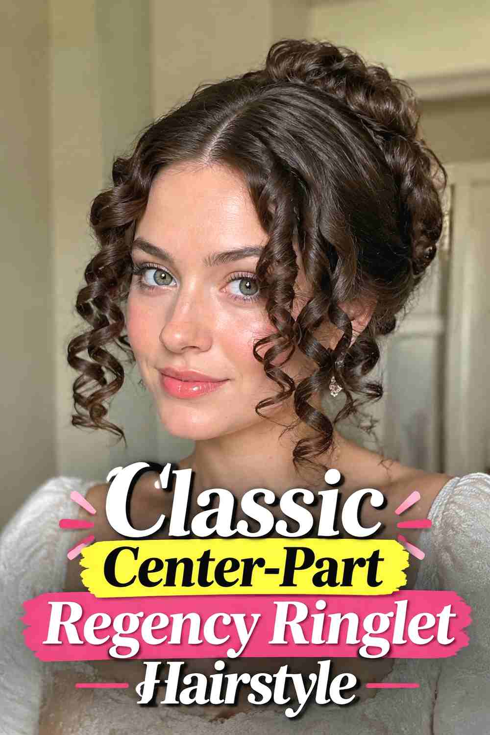 1. Classic Center Part Regency Ringlet Hairstyle