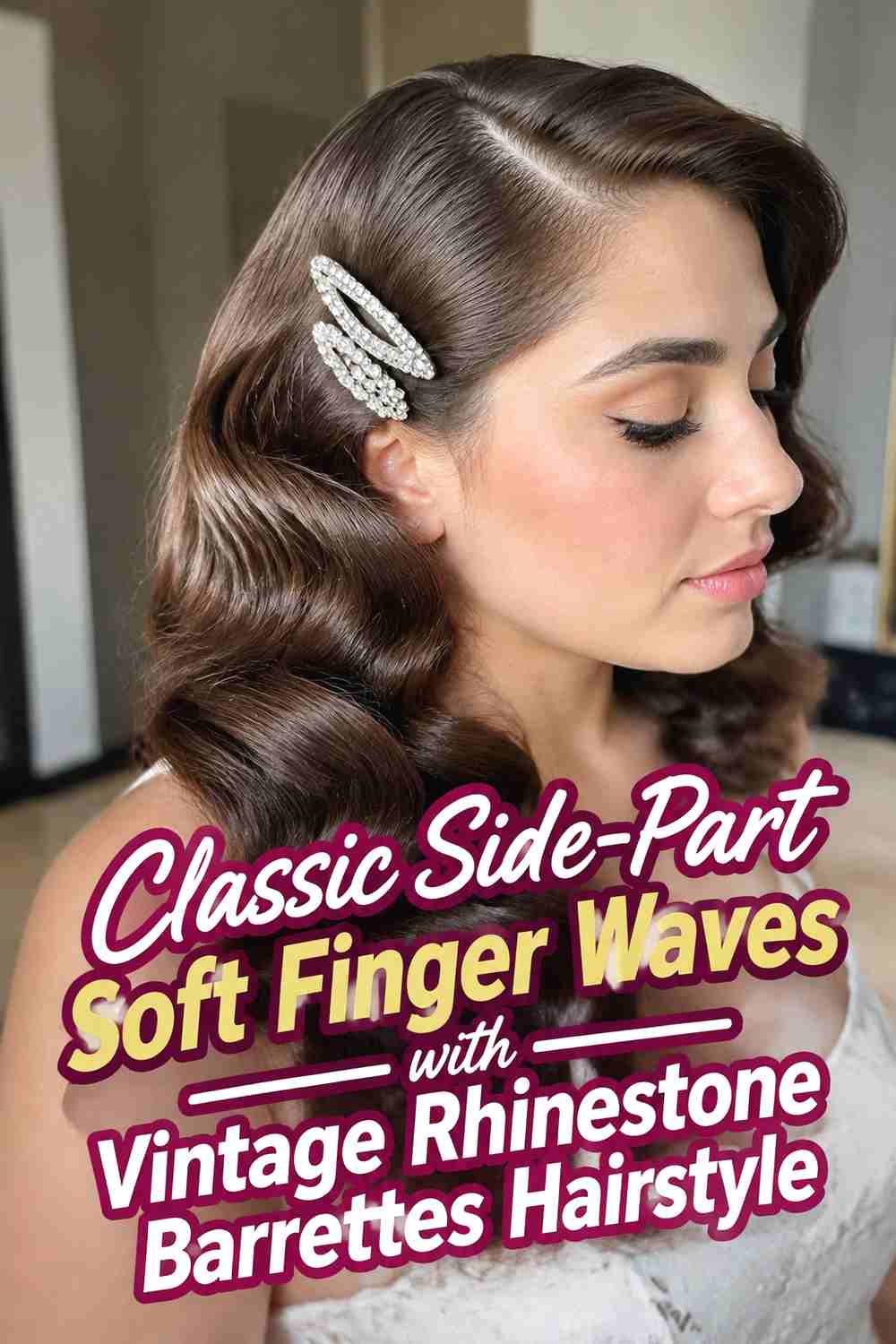 1. Classic Side Part Soft Finger Waves With Vintage Rhinestone Barrettes Hairstyle
