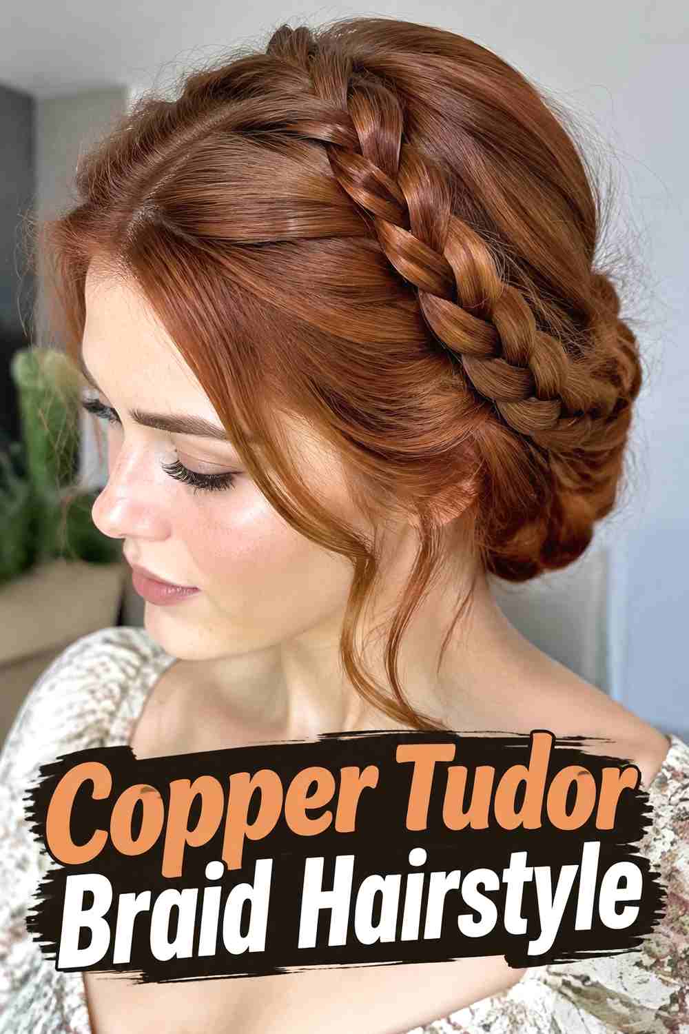 13. Copper Tudor Braid Hairstyle