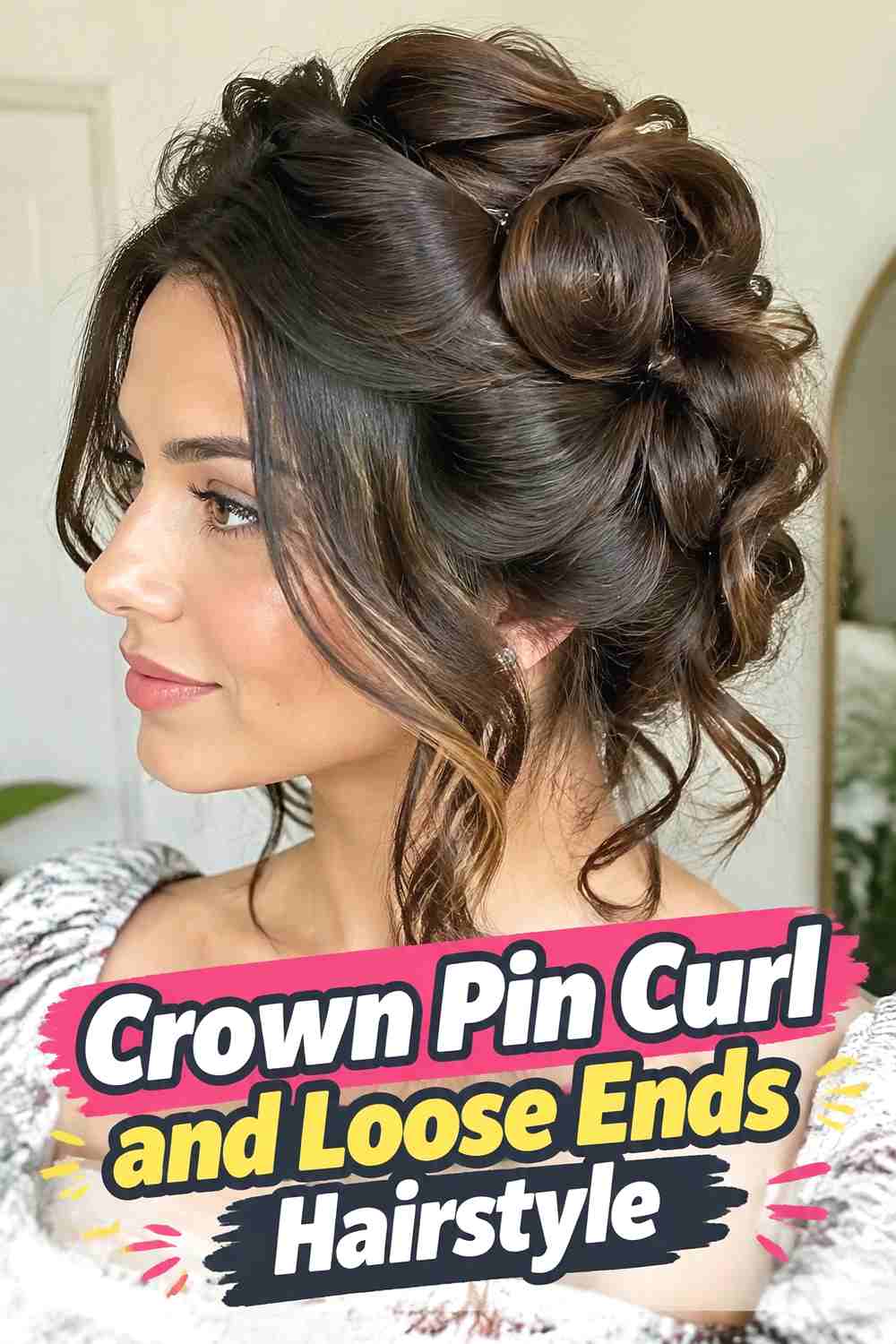 4. Crown Pin Curl And Loose Ends Hairstyle