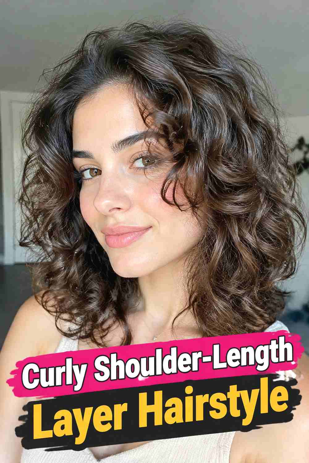 11. Curly Shoulder Length Layer Hairstyle