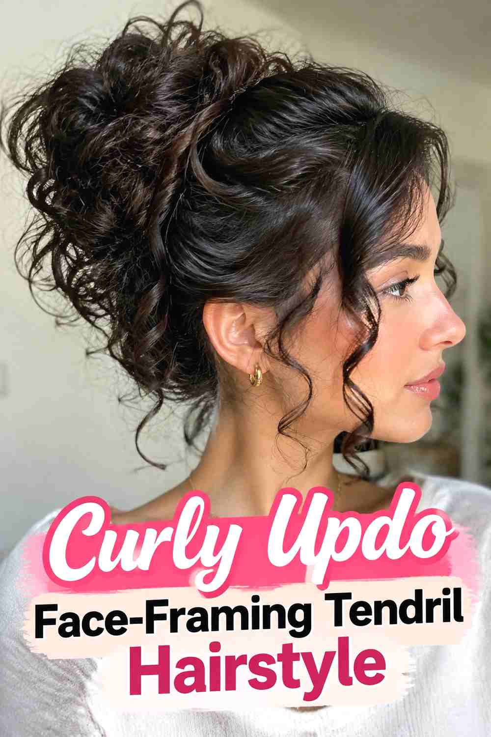 9. Curly Updo Face Framing Tendril Hairstyle