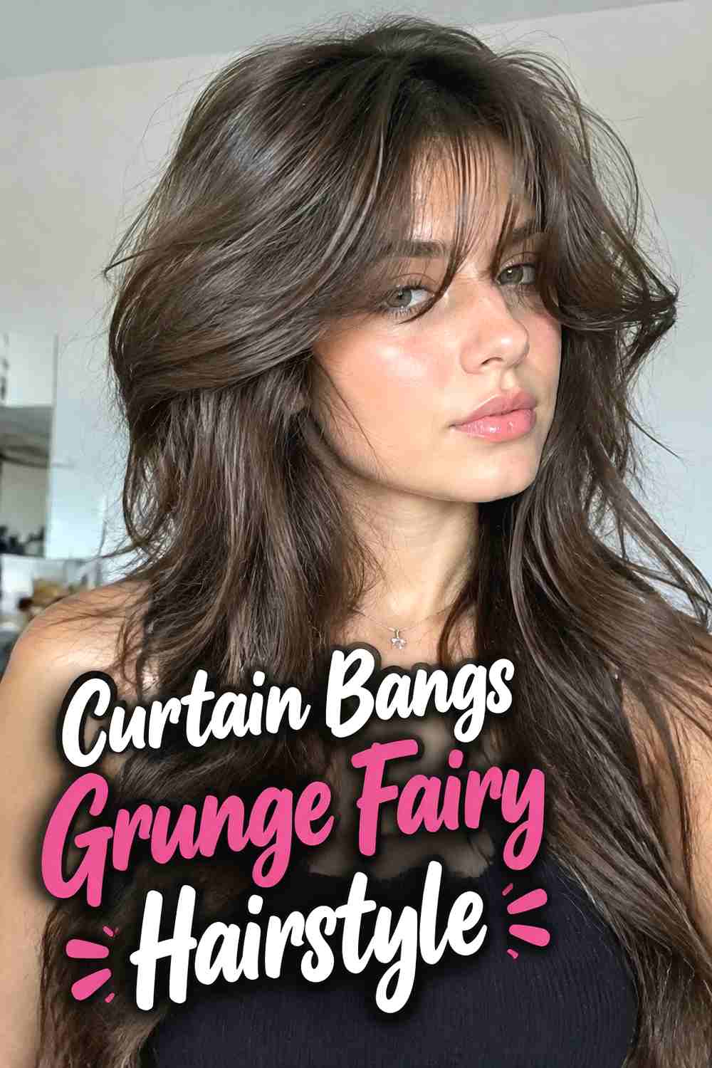 4. Curtain Bangs Grunge Fairy Hairstyle