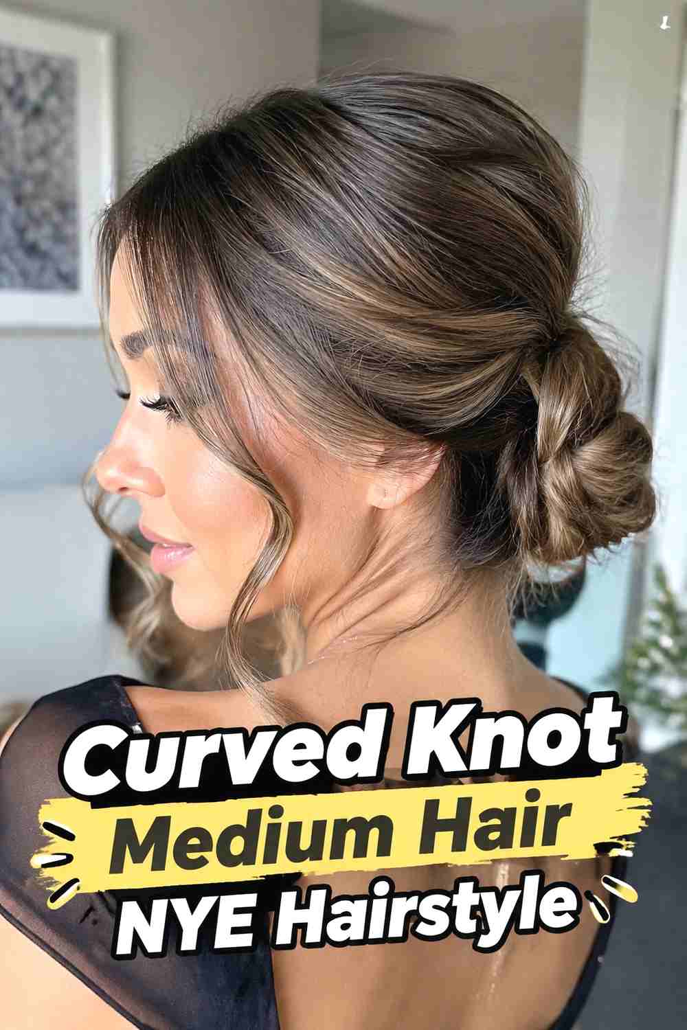 5. Curved Knot Medium Hair Nye Hairstyle