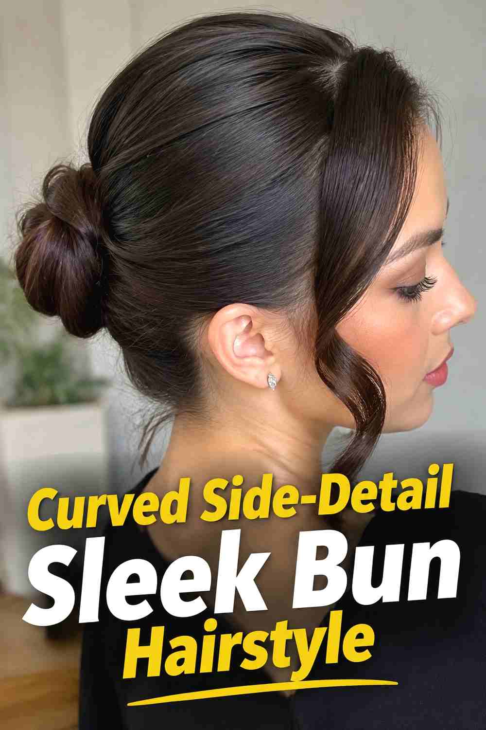 11. Curved Side Detail Sleek Bun Hairstyle