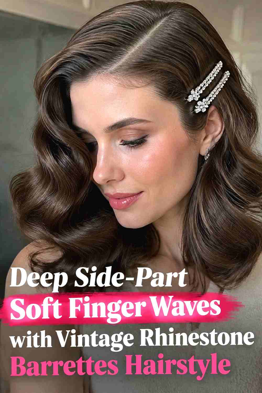 2. Deep Side Part Soft Finger Waves With Vintage Rhinestone Barrettes Hairstyle