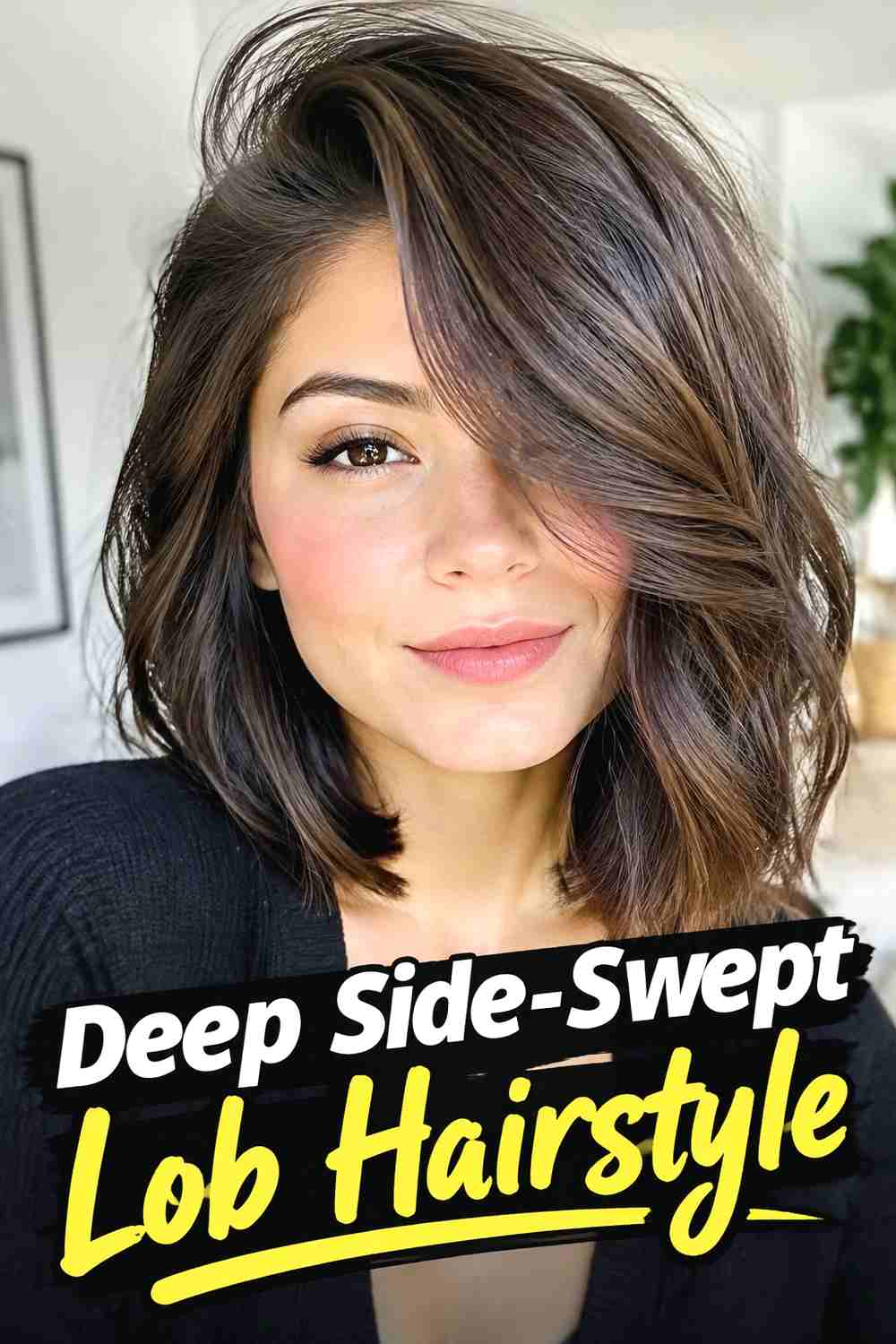 12. Deep Side Swept Lob Hairstyle