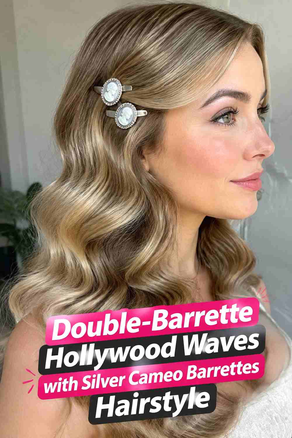 11. Double Barrette Hollywood Waves With Silver Cameo Barrettes Hairstyle