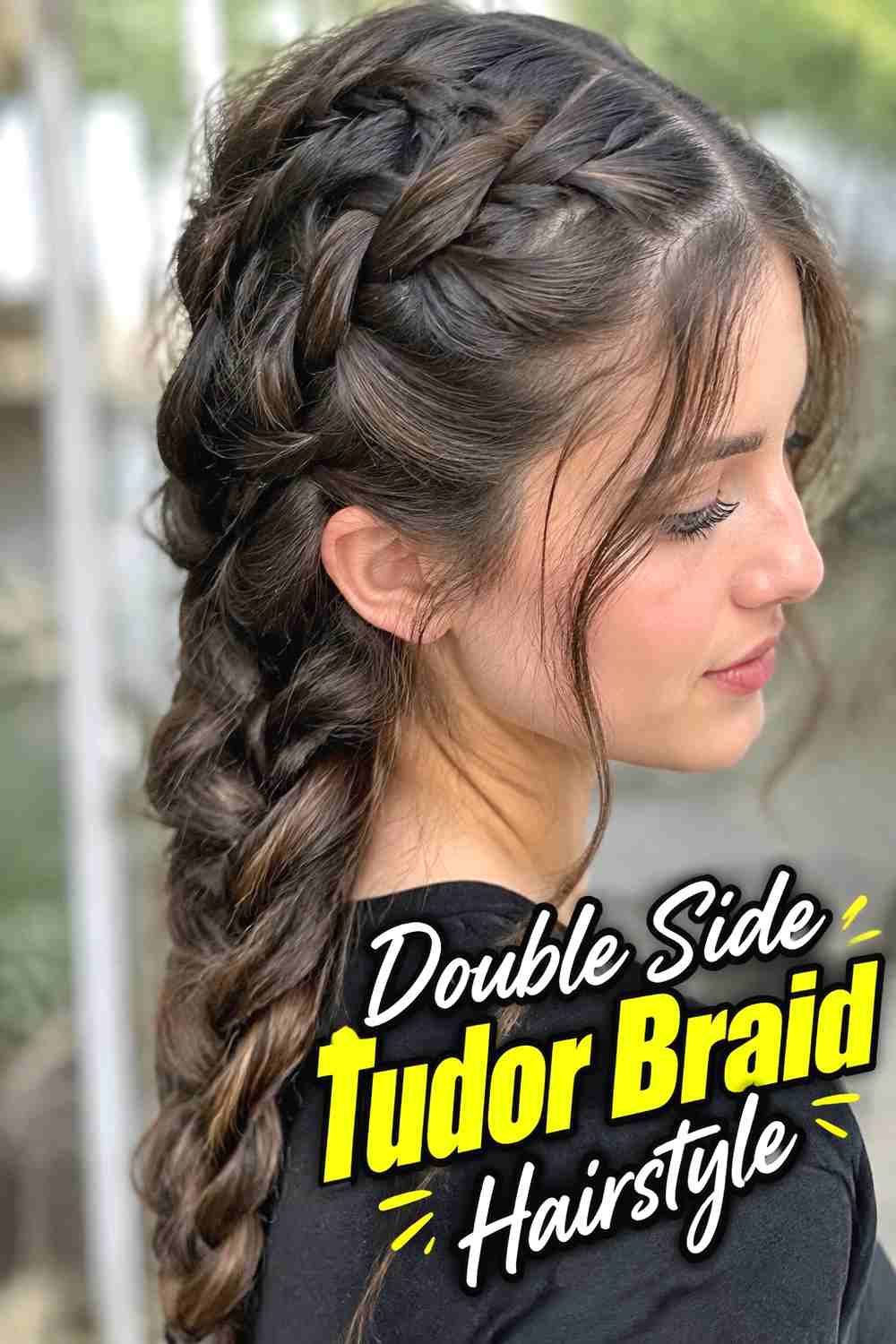 7. Double Side Tudor Braid Hairstyle