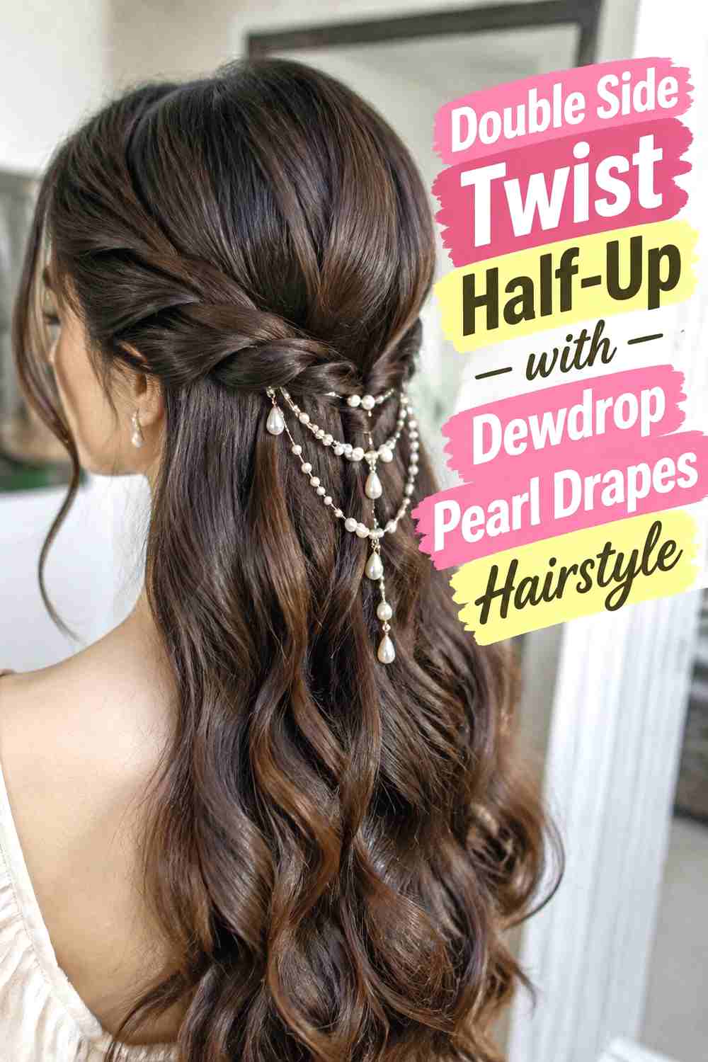 4. Double Side Twist Half Up With Dewdrop Pearl Drapes Hairstyle
