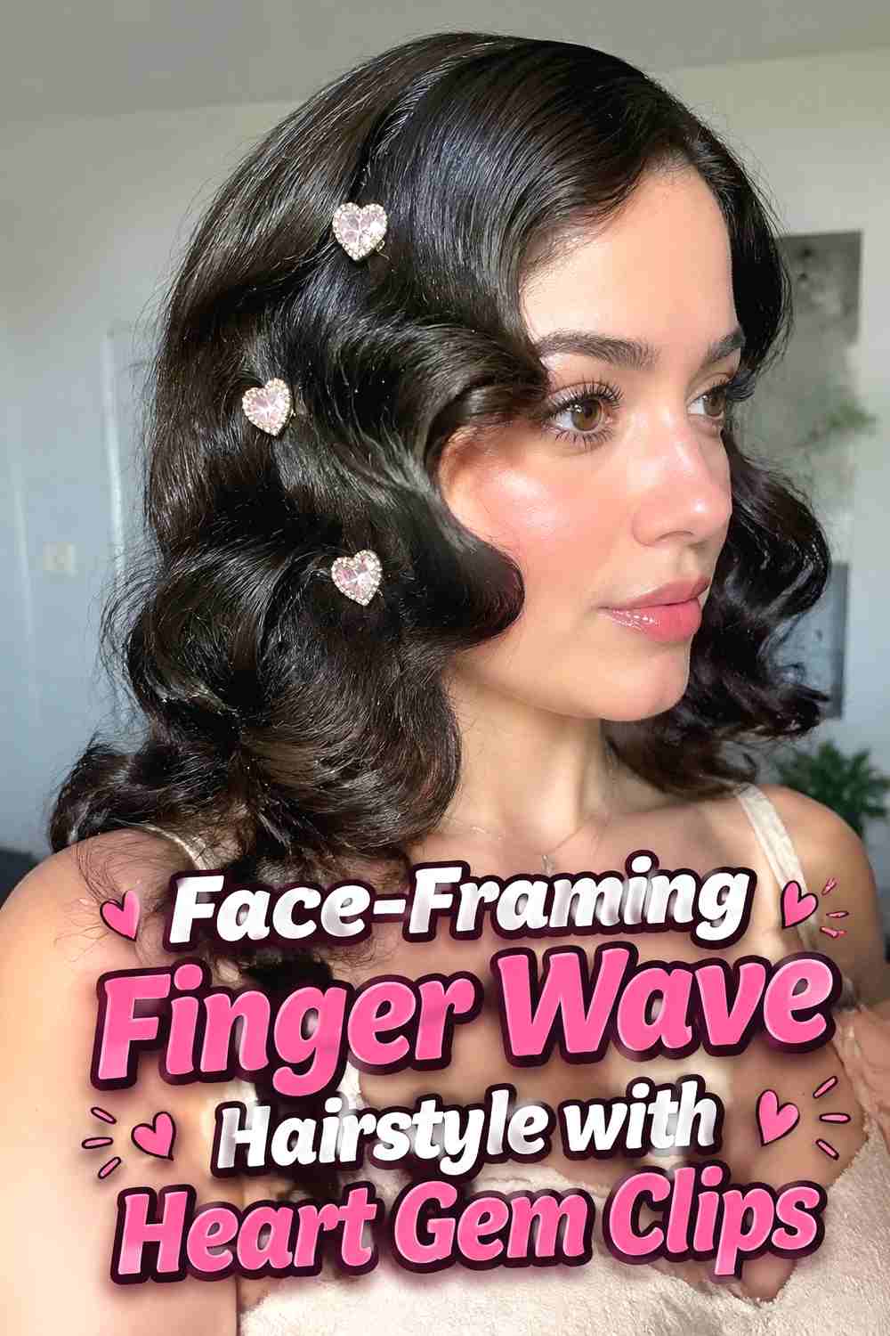 10. Face Framing Finger Wave Hairstyle With Heart Gem Clips