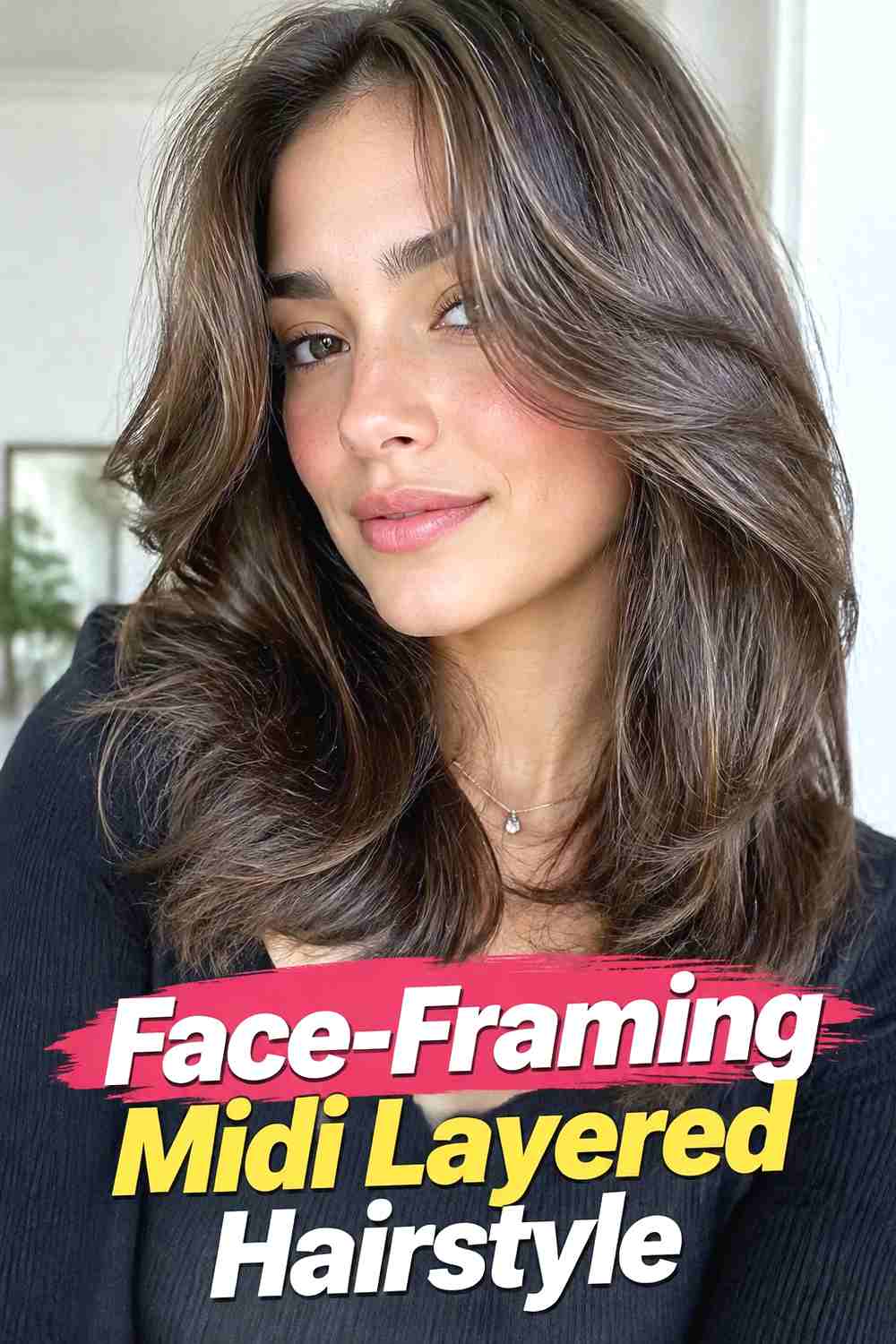 4. Face Framing Midi Layered Hairstyle