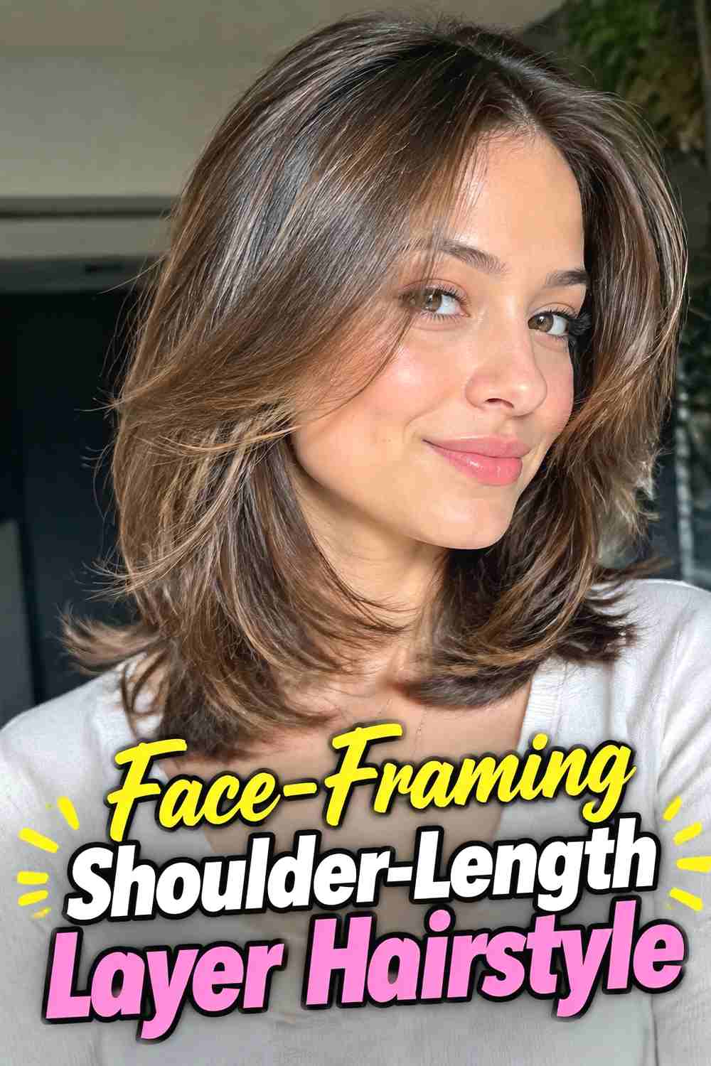 1. Face Framing Shoulder Length Layer Hairstyle