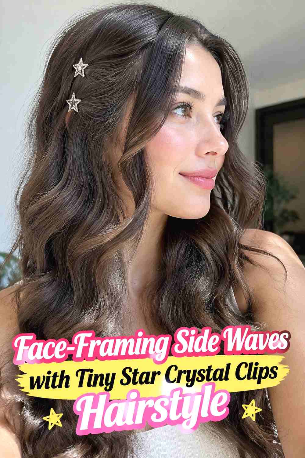 6. Face Framing Side Waves With Tiny Star Crystal Clips Hairstyle