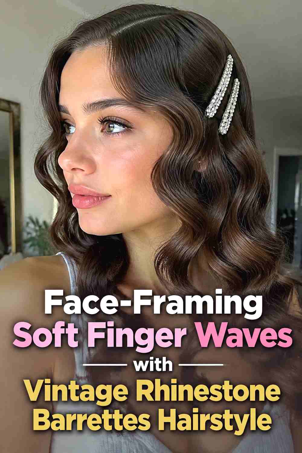 6. Face Framing Soft Finger Waves With Vintage Rhinestone Barrettes Hairstyle
