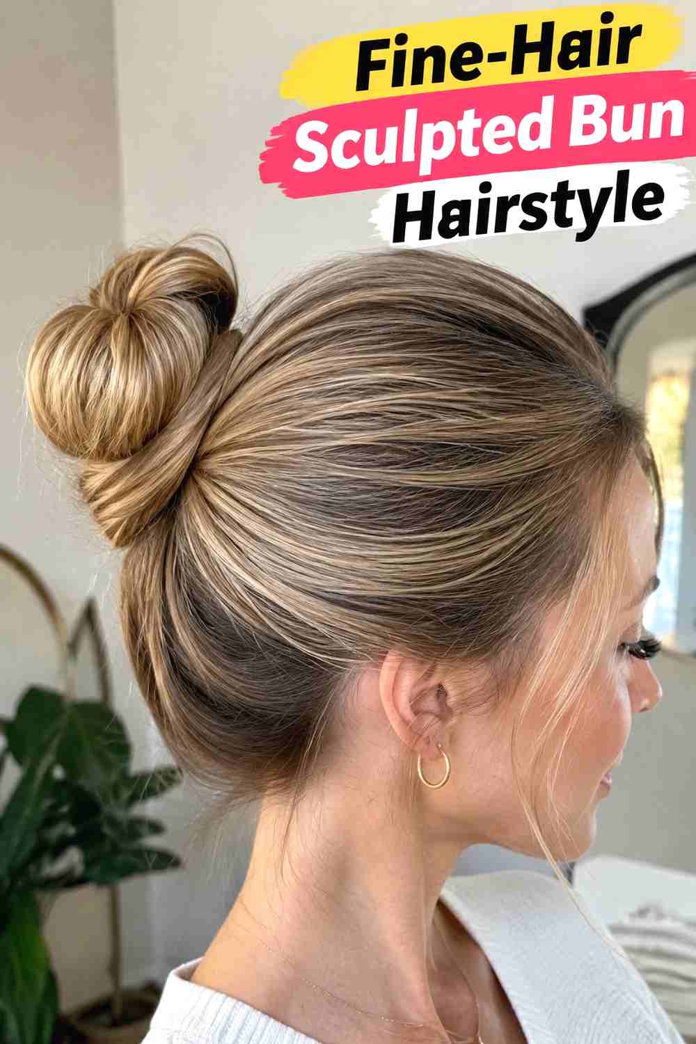 12. Fine Hair Sculpted Bun Hairstyle
