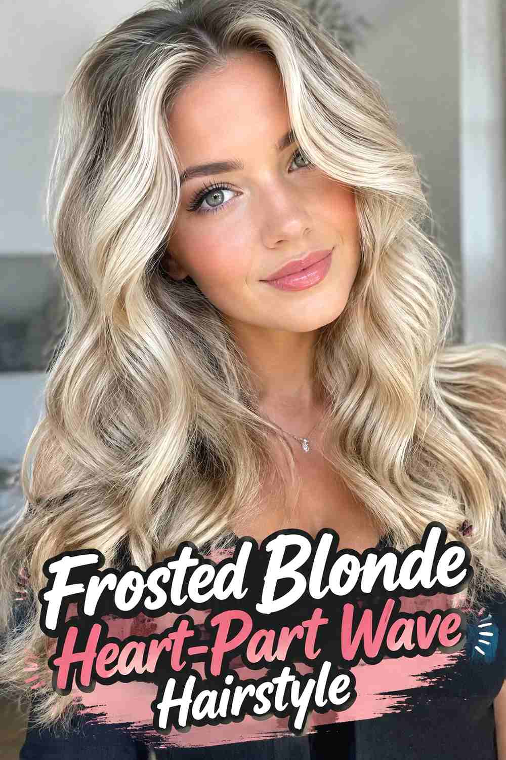 10. Frosted Blonde Heart Part Wave Hairstyle