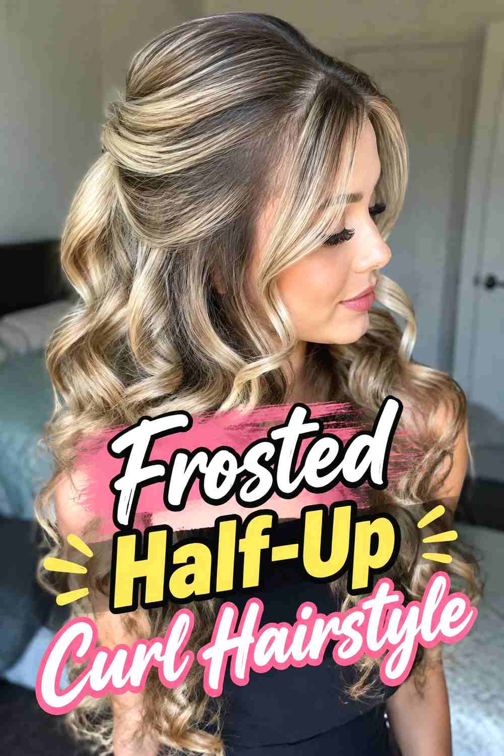 4. Frosted Half Up Curl Hairstyle