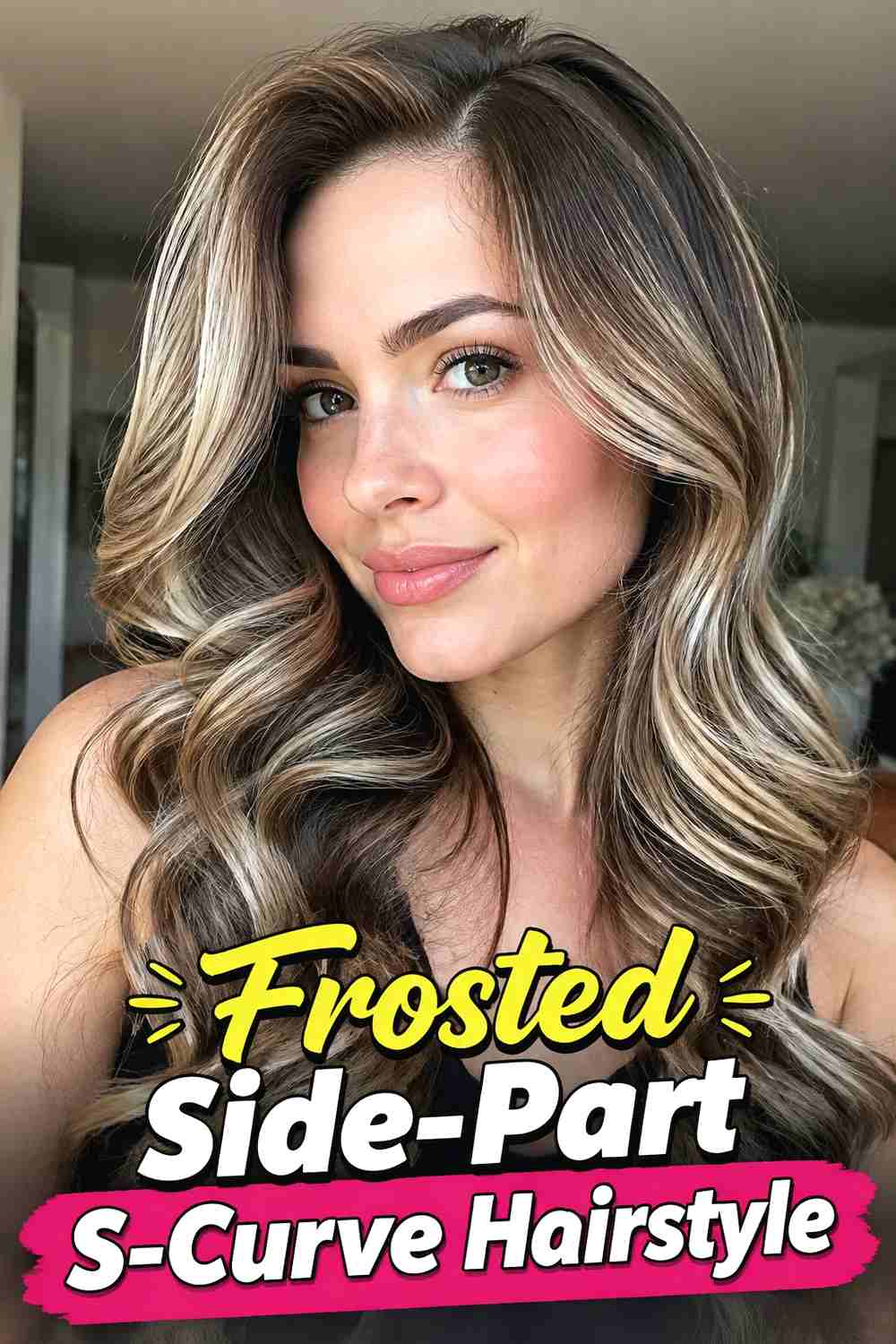 2. Frosted Side Part S Curve Hairstyle