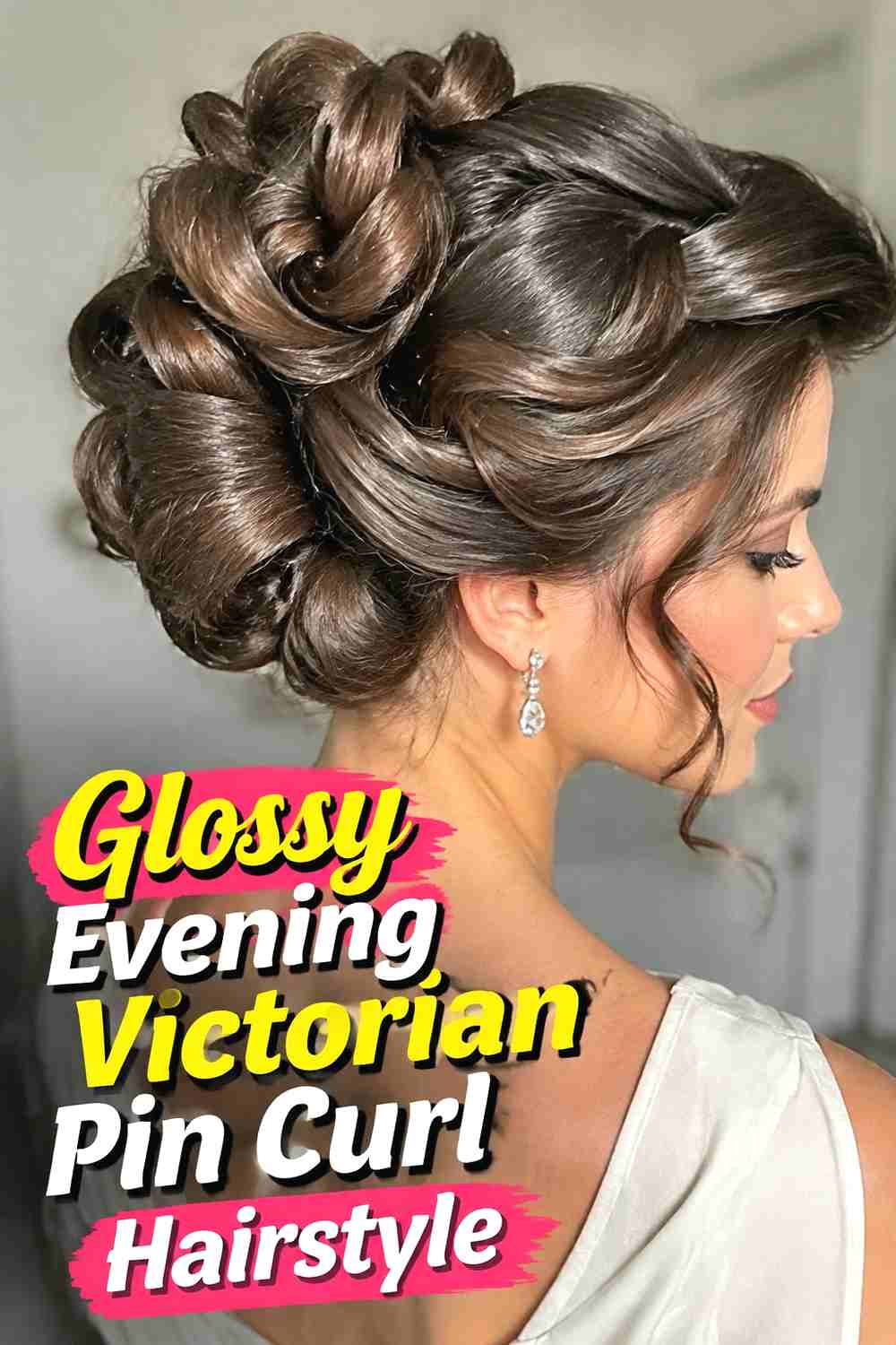 15. Glossy Evening Victorian Pin Curl Hairstyle