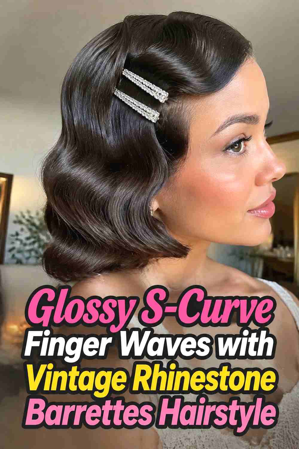 5. Glossy S Curve Finger Waves With Vintage Rhinestone Barrettes Hairstyle