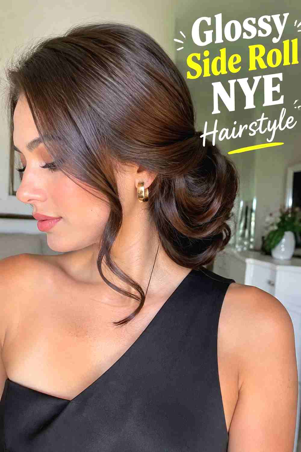 13. Glossy Side Roll Nye Hairstyle