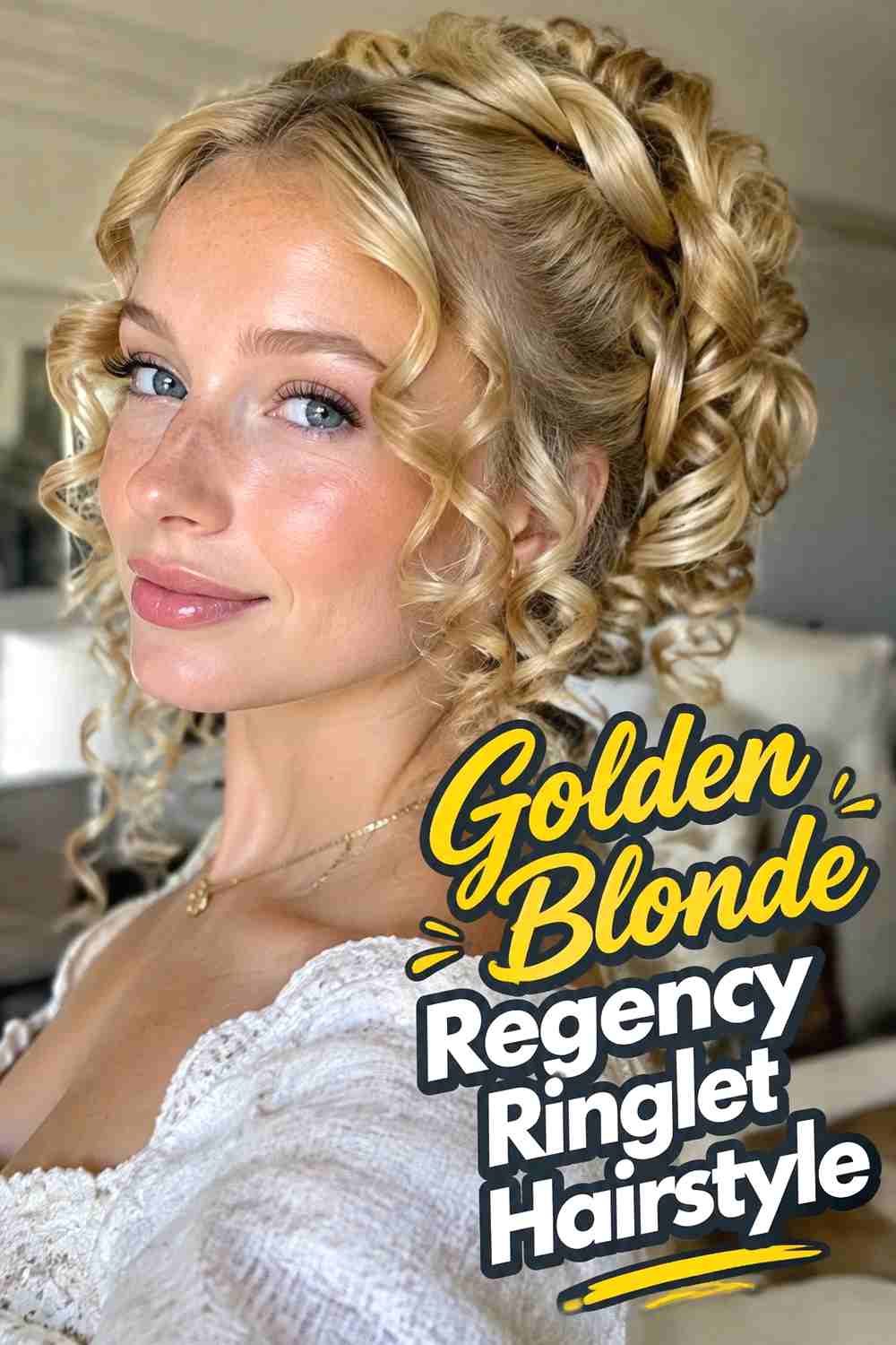 10. Golden Blonde Regency Ringlet Hairstyle