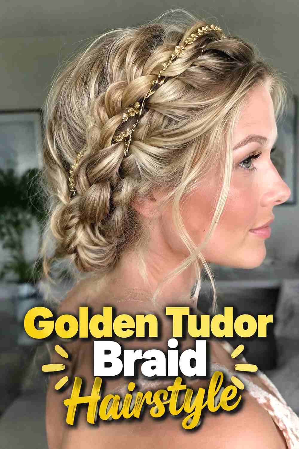 12. Golden Tudor Braid Hairstyle