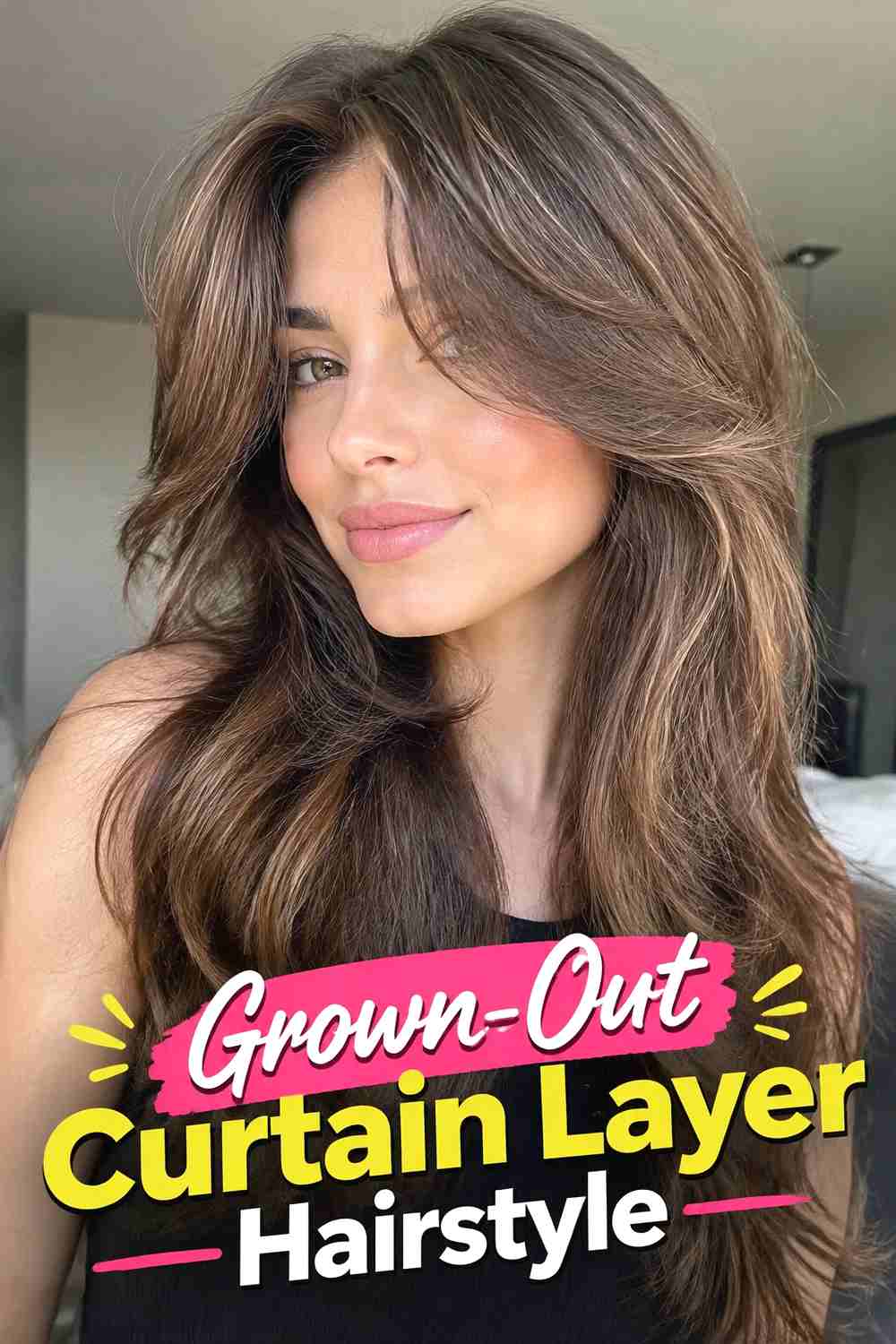 17. Grown Out Curtain Layer Hairstyle