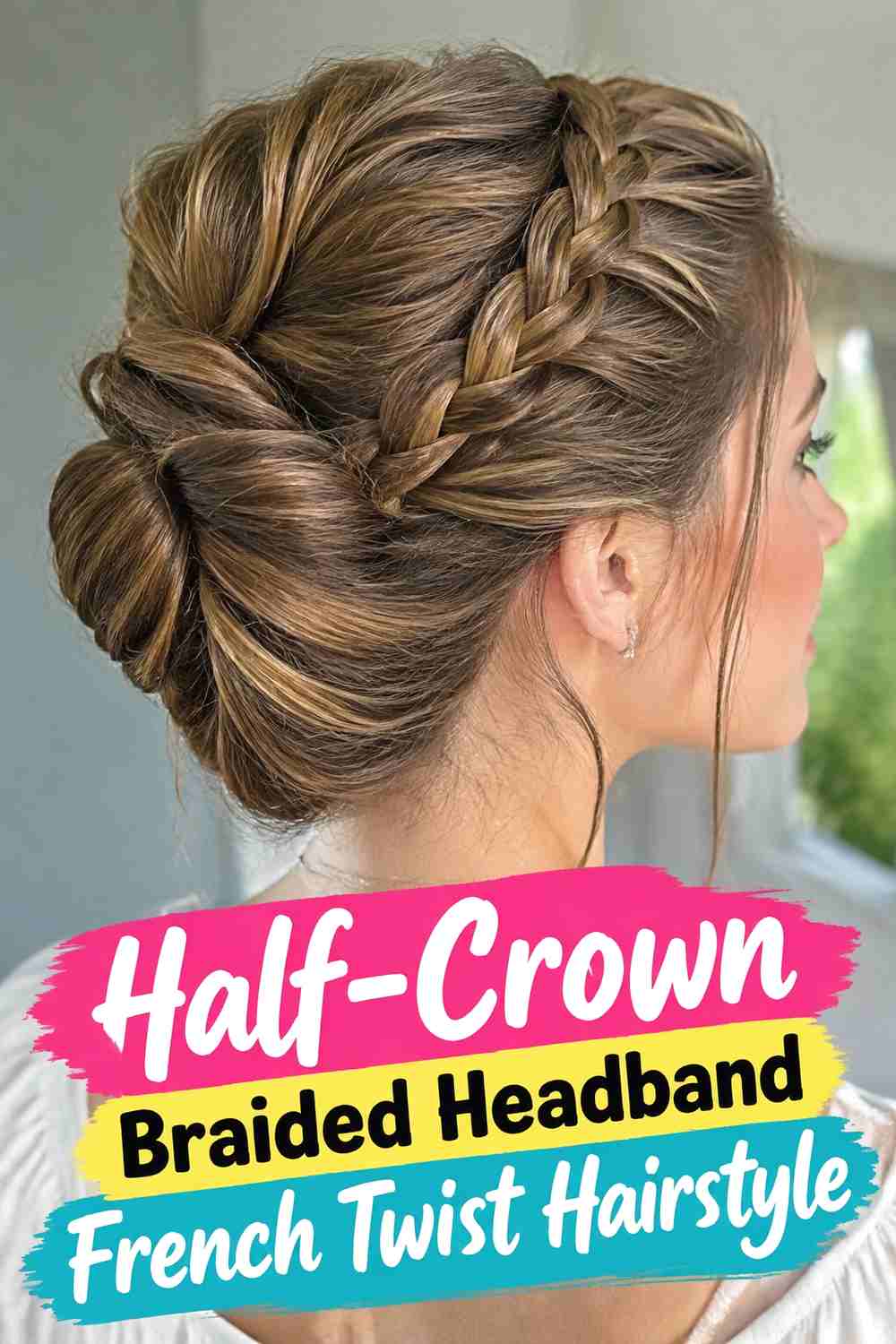 9. Half Crown Braided Headband French Twist Hairstyle