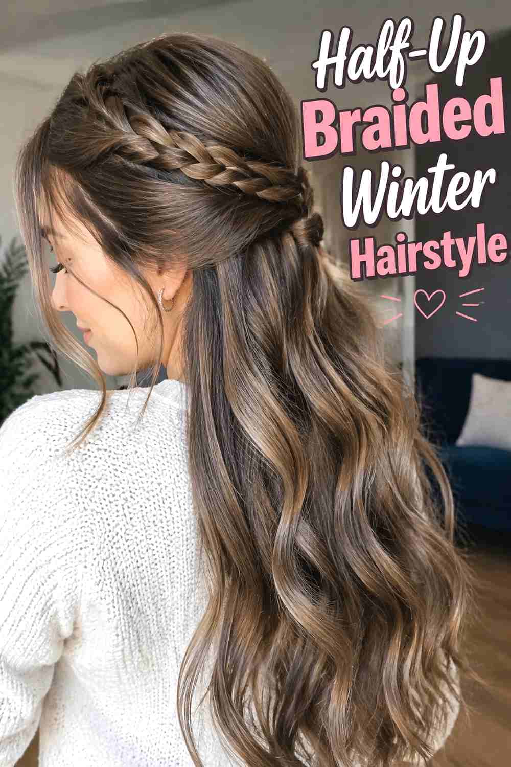 5. Half Up Braided Winter Hairstyle