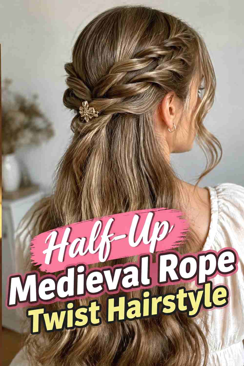 2. Half Up Medieval Rope Twist Hairstyle