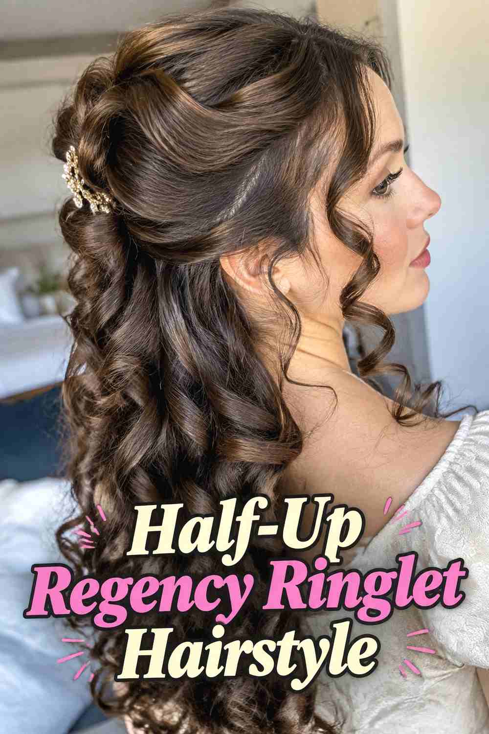 3. Half Up Regency Ringlet Hairstyle