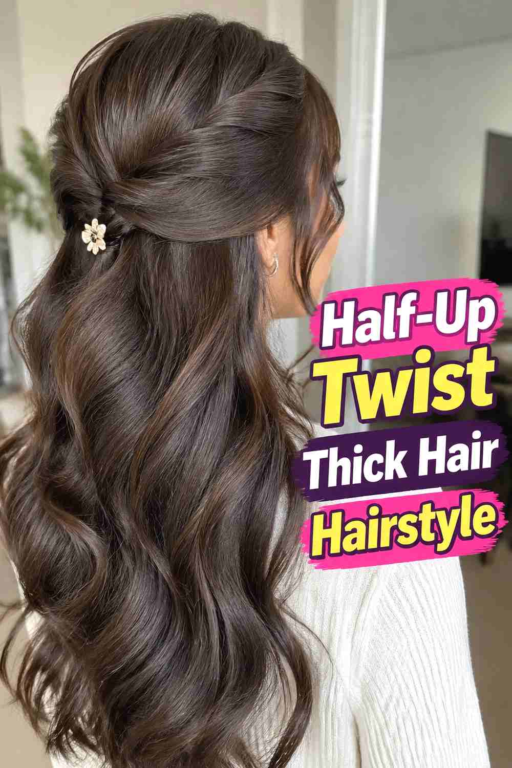 4. Half Up Twist Thick Hair Hairstyle