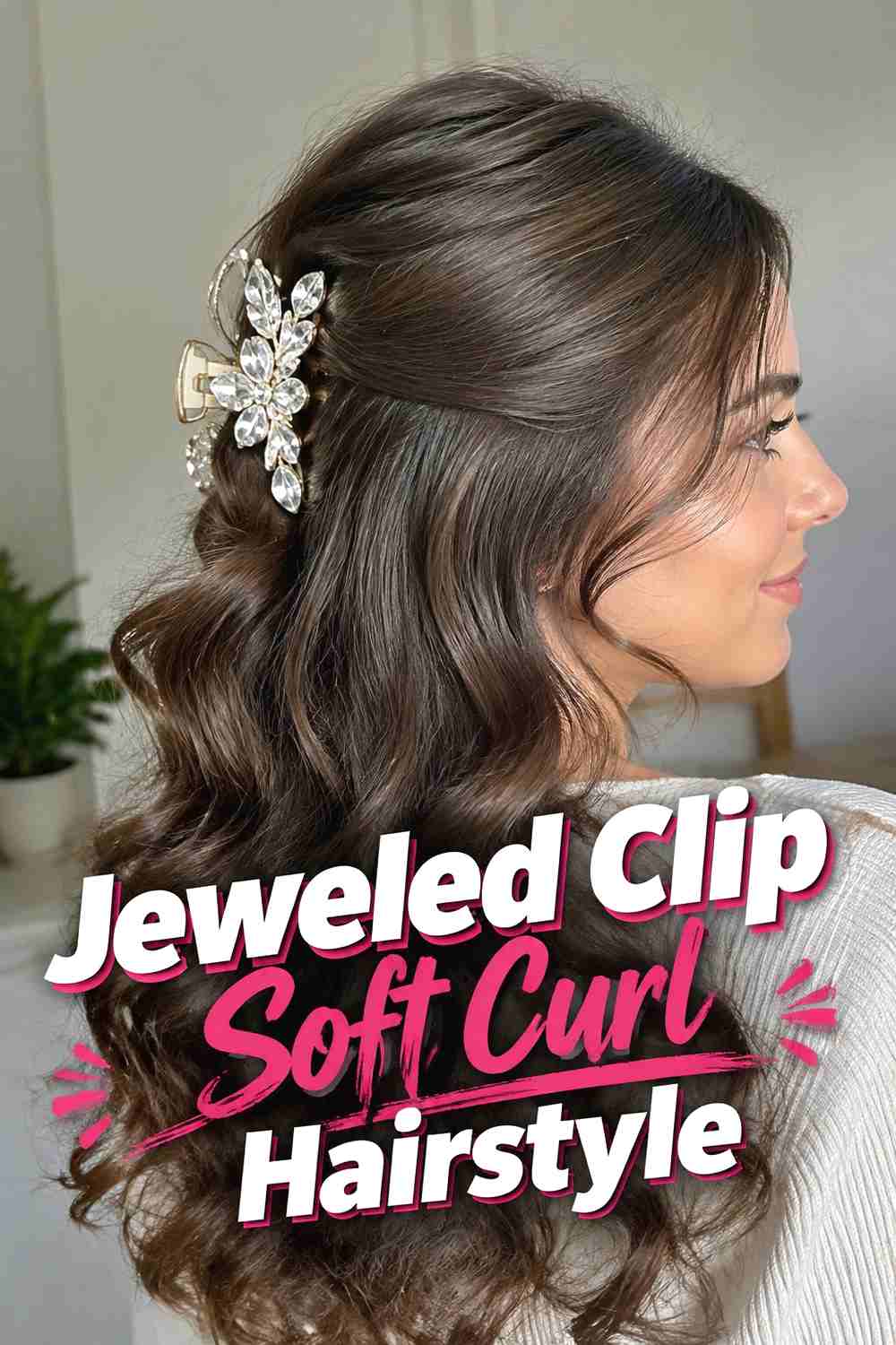 11. Jeweled Clip Soft Curl Hairstyle